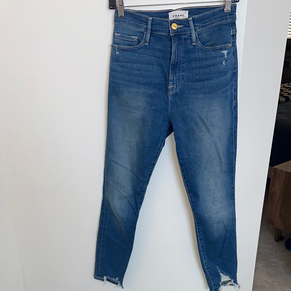 Frame Denim Women's Distressed Blue Ankle Jeans